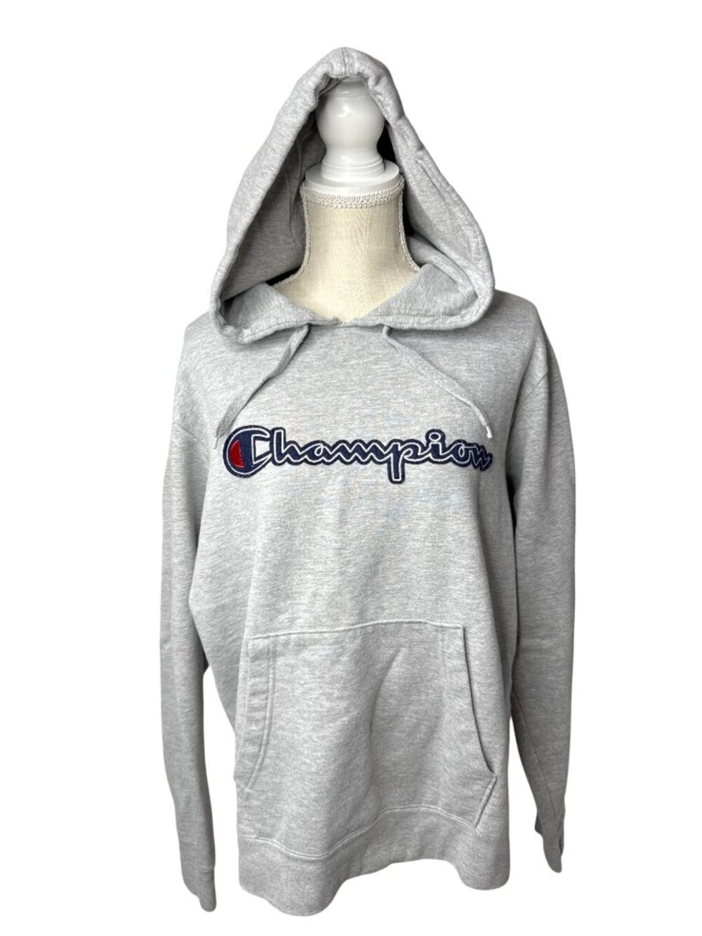 Champion Gray Hoodie With Logo Embroidery For Adults Size L